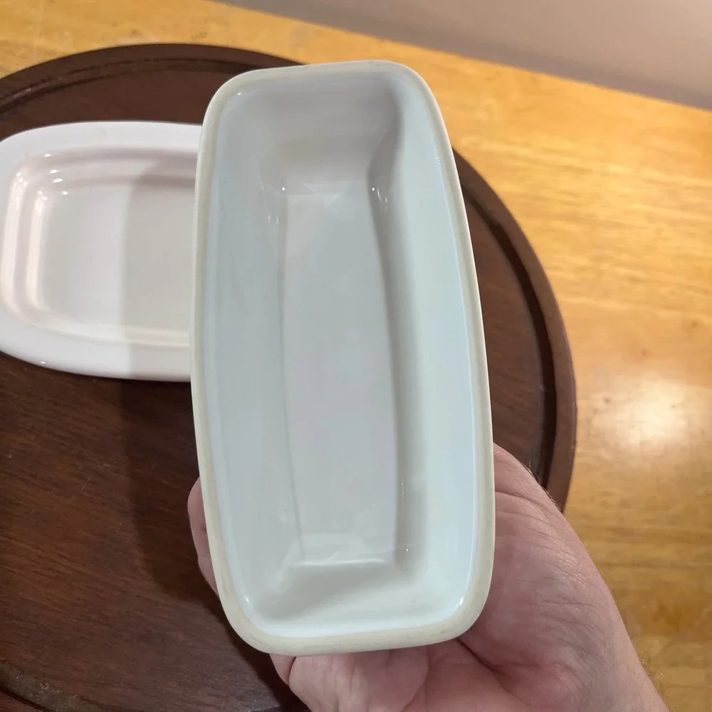 Vtg Fiesta White Small Butter Dish Homer Laughlin HLC Ceramic Art Deco